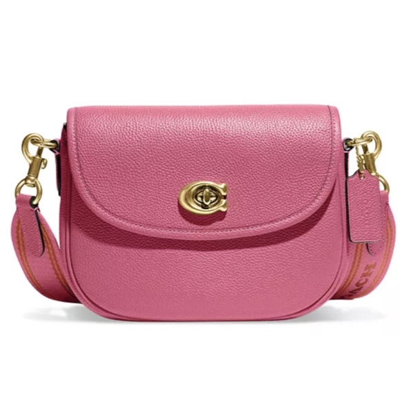 Handbags - NWT Coach Willow Large Leather Saddle Crossbody Petunia Original Packaging